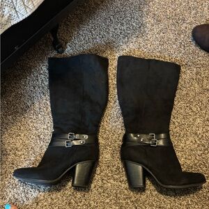 Torrid Black Heeled Boots with Double Buckle